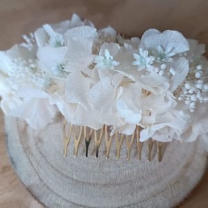 Tocado hortensia blanca & mint