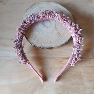 Diadema Comunión en rosa empolvado