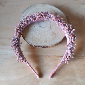Diadema Comunión en rosa empolvado