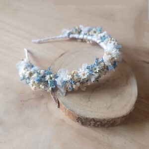 Diadema Comunión tono celeste con minimargaritas