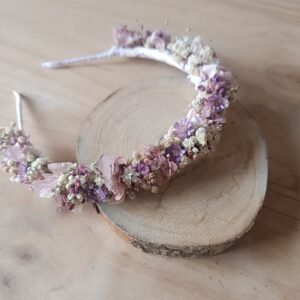 Diadema en tonos rosa- lila